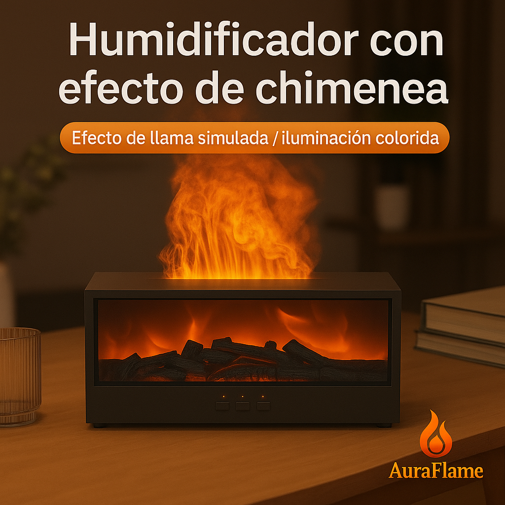 Humidificador con efecto chimenea y llama realista